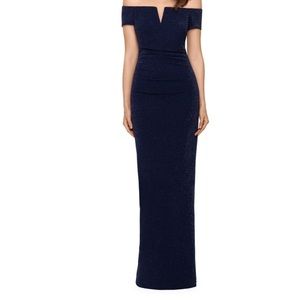 Blue velvet long dress